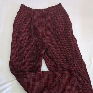 Paula Saker Elegant Red and Black Wide-Leg Dress Pants wool silk blend size 12